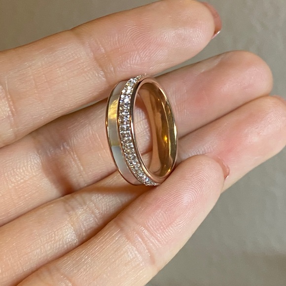 Size 7-8 Shell CZ Gold Chunky Open Ring for Women girls - Picture 5 of 7